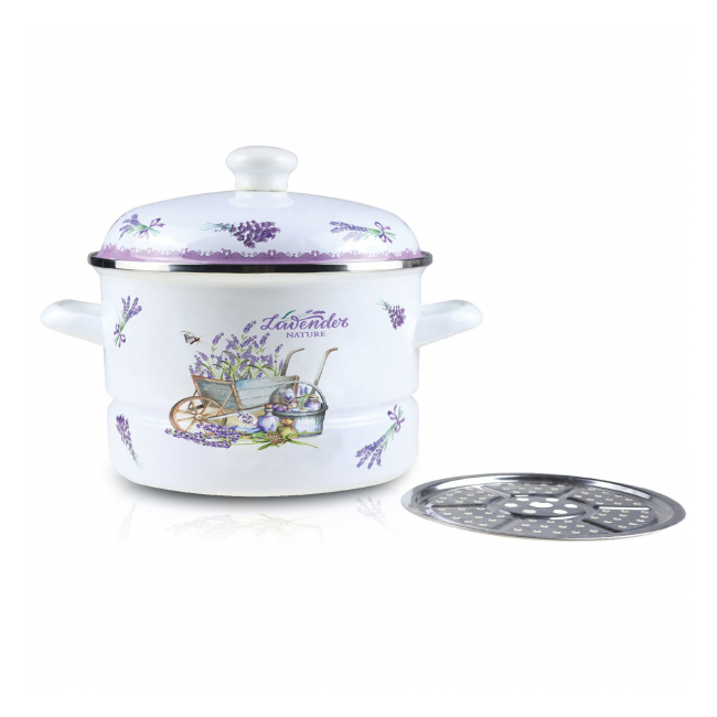 Cratita Email Capac Sita Aburi 24cm 5l 0.8mm Grunberg GR2462B