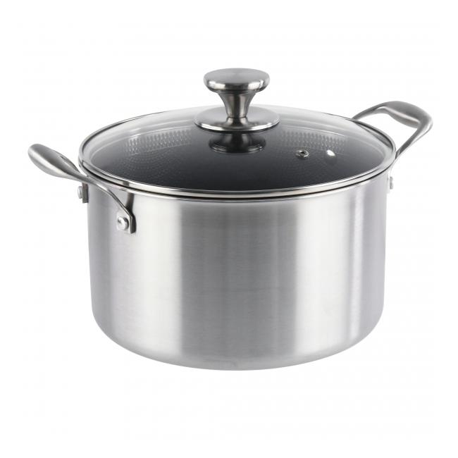 Cratita Inox capac sticla invelis honeycomb 24cm 6.30L Grunberg GR9524