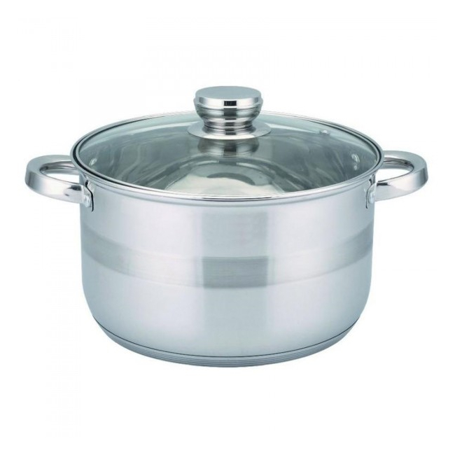 Cratita Inox cu Manere si Capac de Sticla 6.5L 24cm Sapir SP1210LI24