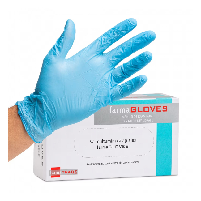 Cutie 100 Manusi Farma nitril nepudrate de examinare Albastre XL DNC CNN49527