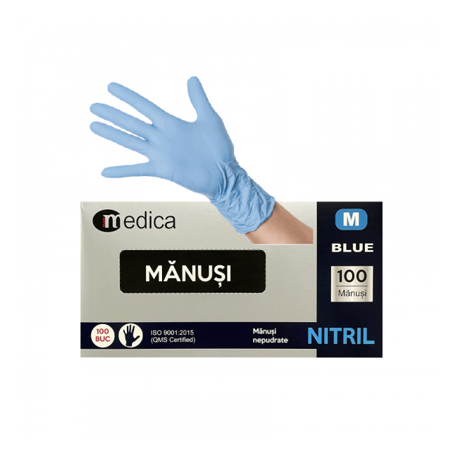 Cutie 100 Manusi Medica Nitril Nepudrate Albastre M CNN51498