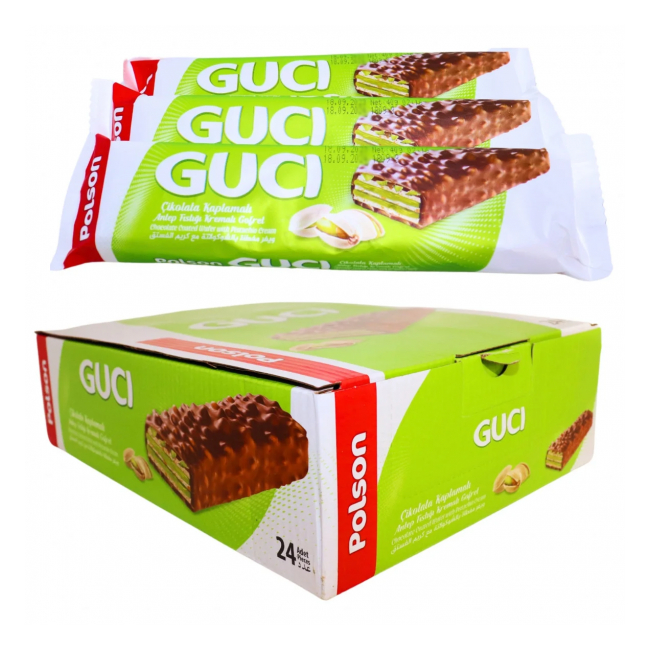 Cutie 24 Napolitane cu Fistic si Ciocolata GUCI Polson 24x40g MGR28157
