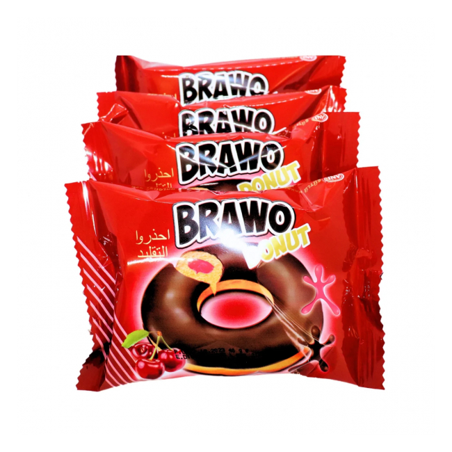 Cutie 24x40g Prajituri cu cirese si ciocolata Brawo Donut MGR13239