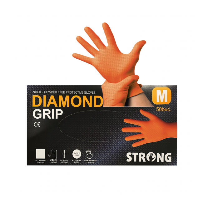 Cutie 50 Manusi Diamond Nitril Nepudrate Portocaliu M CNN51500