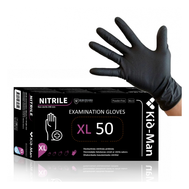 Cutie 50 Manusi negre de nitril grip N50 nepudrate Kid-Man XL DNC63559