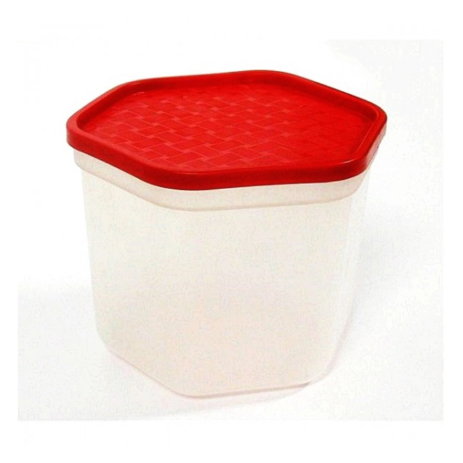 Cutie alimente hexagonala cu capac din plastic 115 1L