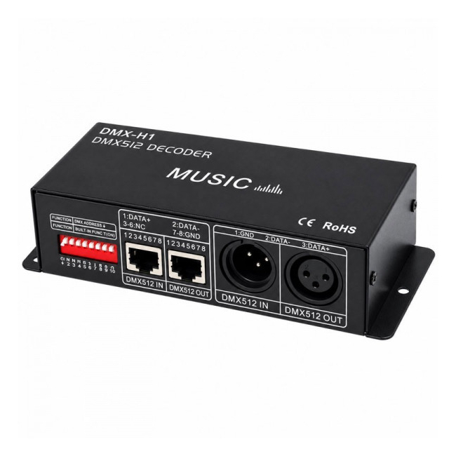 Decodor DMX512 pentru LED RGBW 4 Canale 12-24V DC 8A/Canal DMX-H1 18A220 XXM