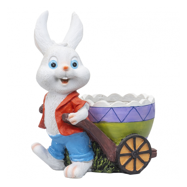 Decoratiune gradina din rasina iepure suport pentru flori 23cm Zilan ZTS8073