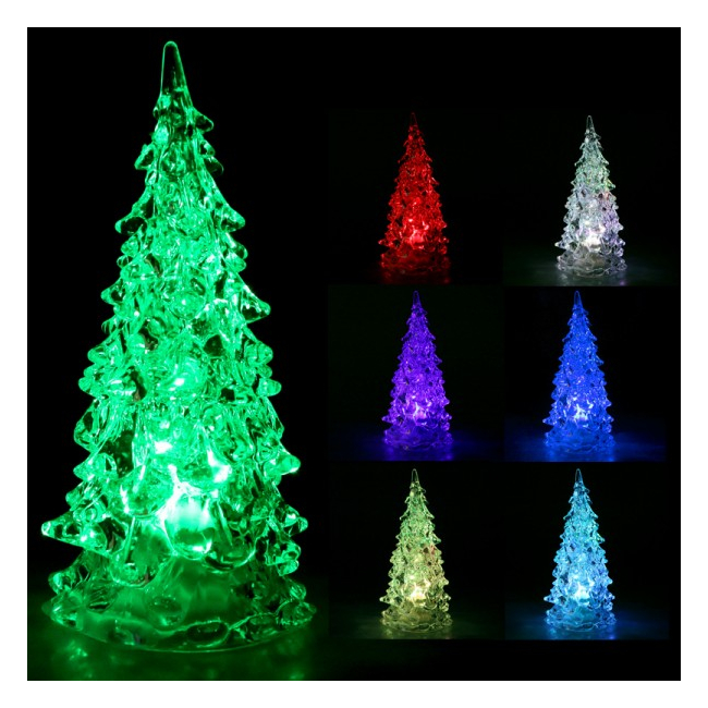 Decoratiuni Craciun Bradut Luminos Acril cu LEDuri Multicolore 25cm