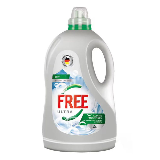 Detergent Gel de Rufe Lichid Ultra Free Alpine Freshness Universal 2L CNN50761