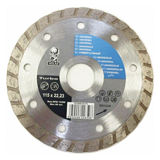 Disc debitat materiale constructie diamantat Atlas Turbo 115x22.23mm