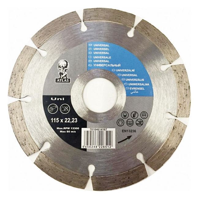 Disc debitat materiale constructie diamantat Atlas Universal 115x22.23mm