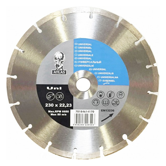 Disc debitat materiale constructie diamantat Atlas Universal 230x22.23mm