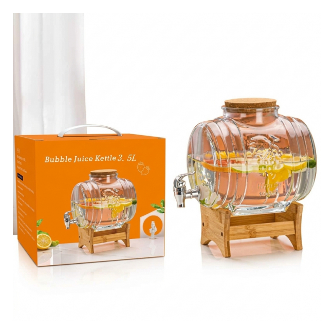 Dispenser Limonada Robinet si Suport 3.5L Sticla Bambus Wei A16506 DNC68095