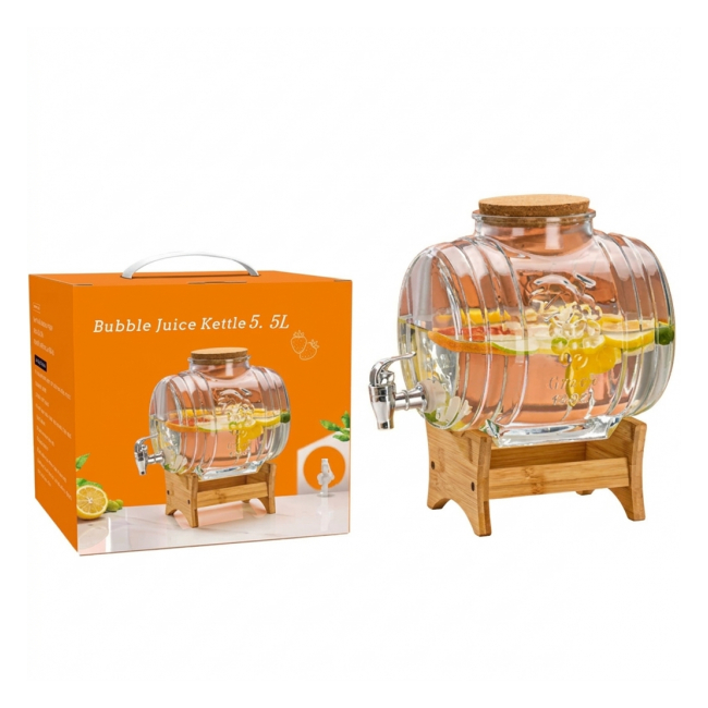 Dispenser Limonada Robinet si Suport 5.5L Sticla Bambus Wei A16507 DNC68094