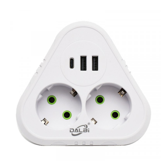Dublu Stecher Schuko 2 USB si 1 Tip C 2500W Alb F203 DALBI 14F027 XXM