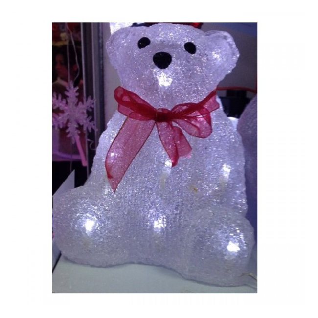 Figurina Luminoasa de Craciun Urs Polar cu Funda si LEDuri 20cm 3166