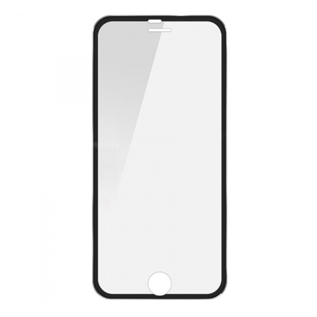Folie Sticla Securizata Curbata 3D rama Metalica Negru Silver iPhone 6