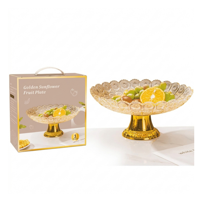 Fructiera Rotunda cu Picior Sticla 26.5cm Wei A16512 DNC68098