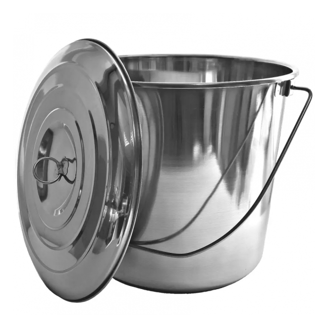 Galeata rotunda cu capac din otel inoxidabil 12l Grunberg GL012