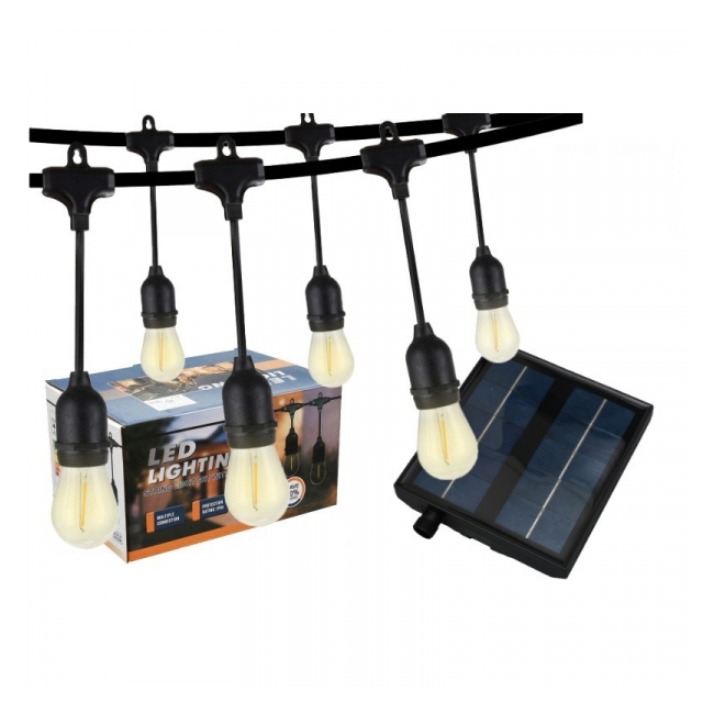 Ghirlanda Luminoasa 5m 10 Becuri LED E27 Lumina Calda Incarcare Solara 18D056 XXM
