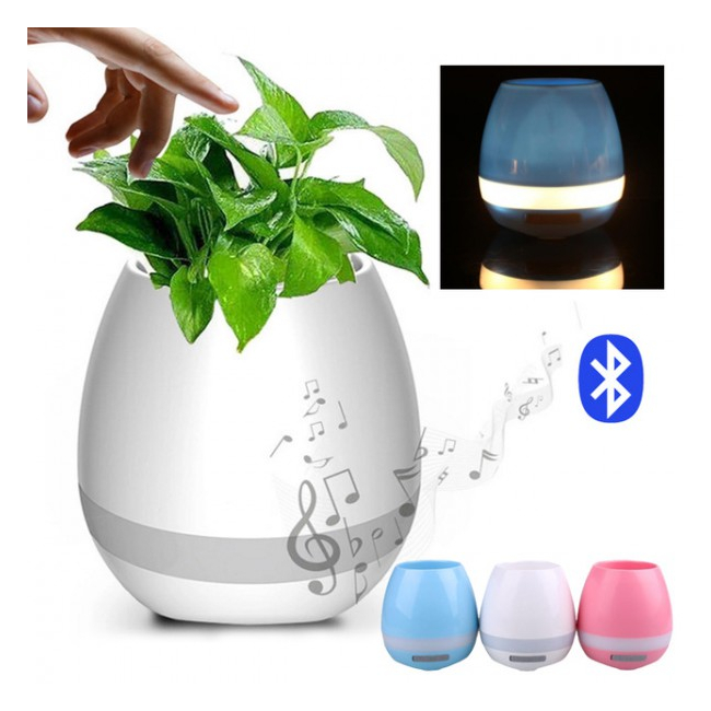 Ghiveci de Flori Muzical si Luminos cu Boxa Bluetooth si Senzor Touch