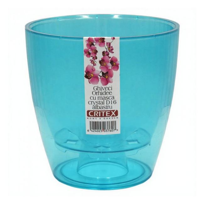Ghiveci orhidee cu masca Auto irigare plastic tip cristal 16cm DIV.Culori DNC65107
