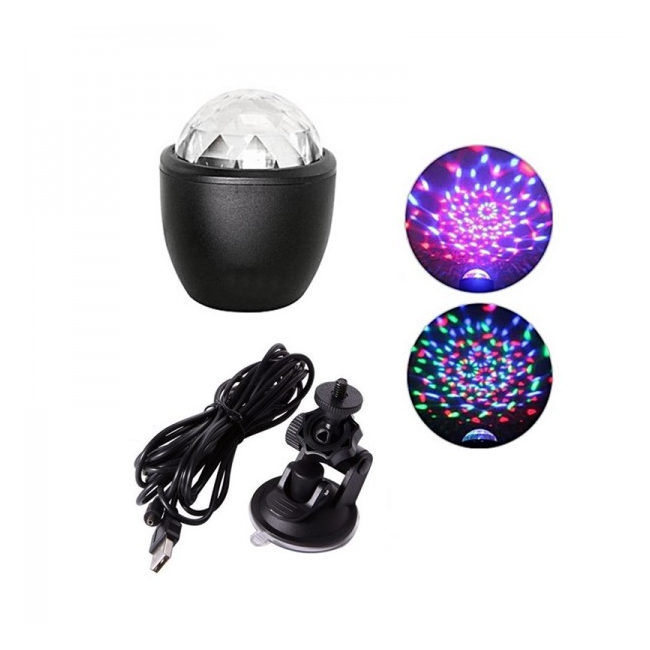 Glob Disco Lumini Interior Auto Ventuza si Alimentare USB Car DJ Light