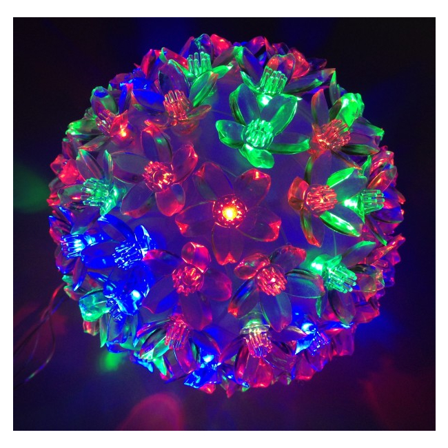 Glob Luminos Craciun 20cm 100LEDuri Multicolore Flori Cires 220V