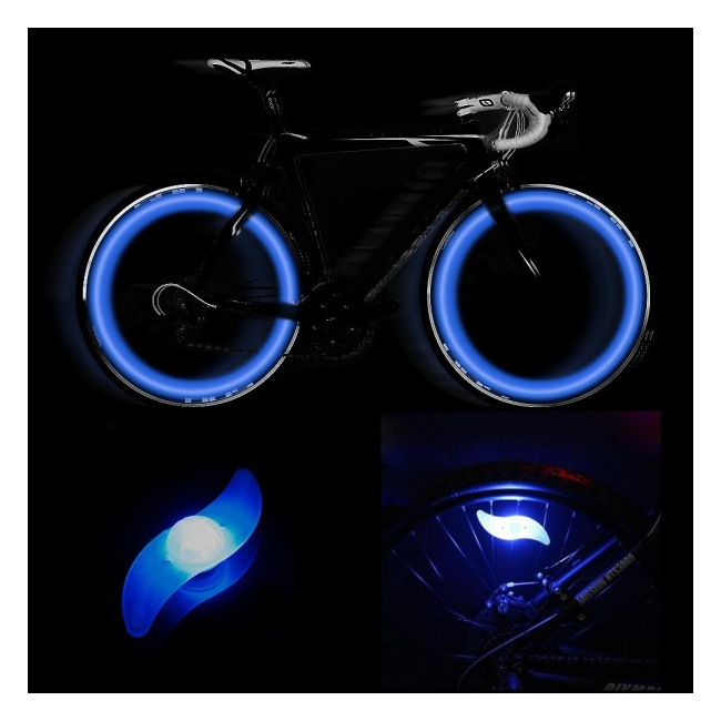 Set 4 Lumini Hot Wheels LED Albastru Decorativ pentru Spite Bicicleta