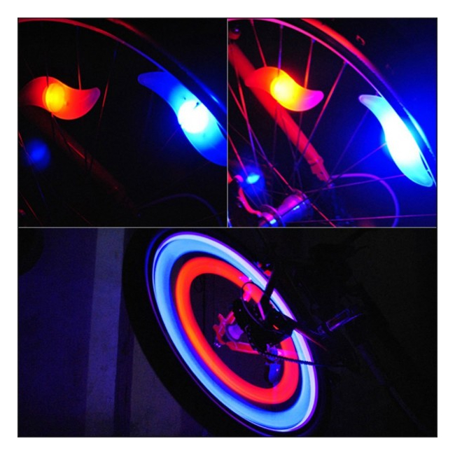 Set 4 Lumini Hot Wheels LED Multicolor Decorativ pentru Spite Bicicleta