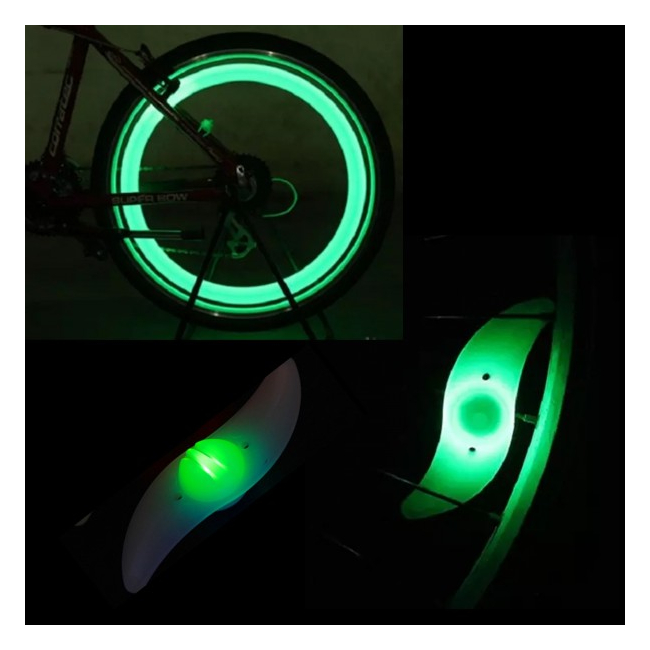 Set 4 Lumini Hot Wheels LED Verde Decorativ pentru Spite Bicicleta