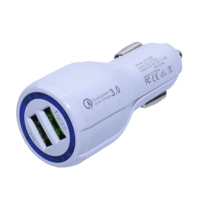 Incarcator Auto 12V Dublu 2 x USB 3.0 D15 ALB 2A038 XXM