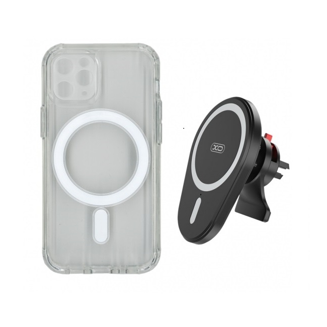 Incarcator Auto Wireless 15W cu Husa Magnetica pentru iPhone 12 Pro