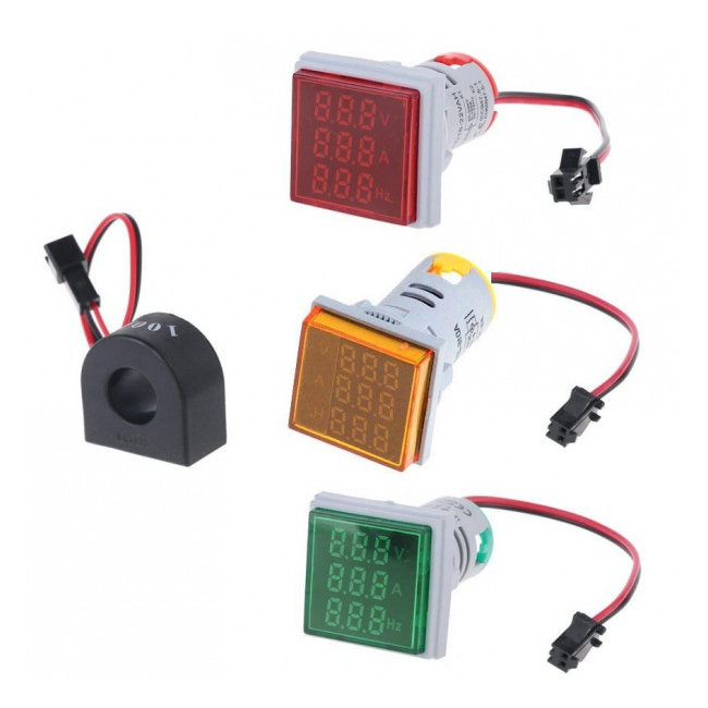 Indicator Digital 3in1 AC , Voltmetru, Ampermetru, Frecventa Div.Culori XXM