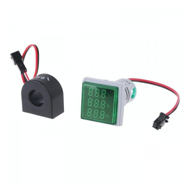 Indicator Digital 3in1 AC , Voltmetru, Ampermetru, Frecventa Verde 5C027 XXM