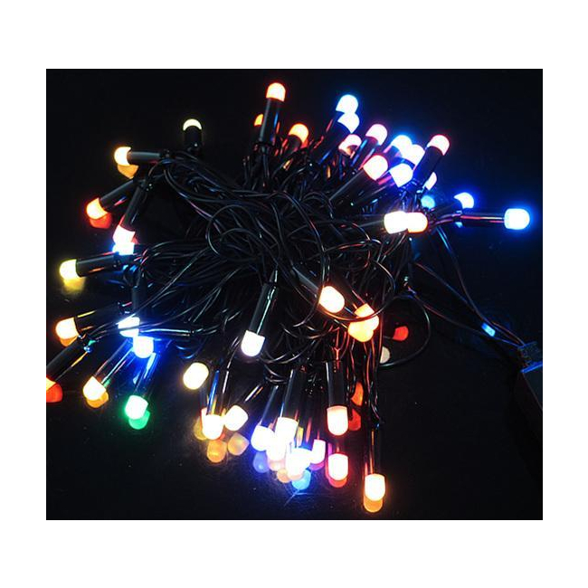 Instalatie de Craciun Franjuri Inegali Fir Negru 60 LEDuri Multicolore 3m
