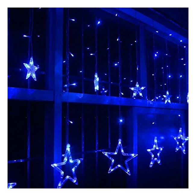 Instalatie Ghirlanda Perdea Luminoasa 12 Stele LED Albastre 3x1m P
