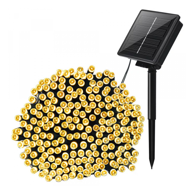 Instalatie Luminoasa Solara Liniara Snur 12m 100LED Alb Cald TO SL100WW