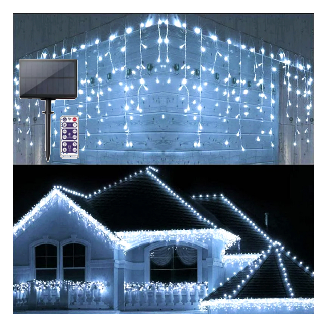 Instalatie Solara Franjuri Inegali Telecomanda 12m 300LED Alb Rece SL03W TO