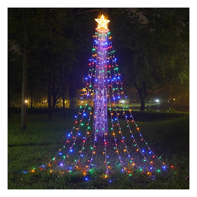 Instalatie Solara Perdea Varf Stea Telecomanda 9Fire 350LED Multicolor QXDC2152C TO