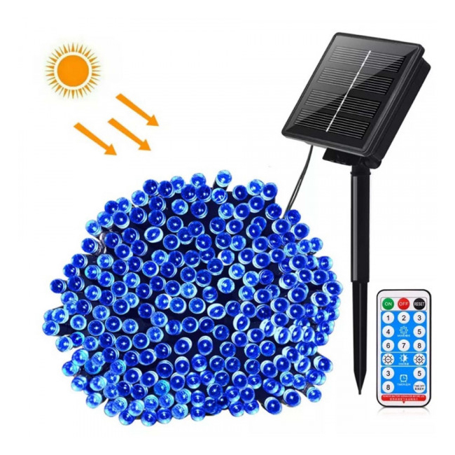 Instalatie Solara si USB cu Telecomanda Snur 33m 300LED Albastru TO SLT300B