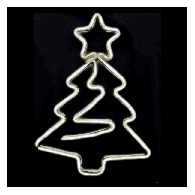 Decoratiuni Craciun Neon 2 Fete Brad 64x47cm Alb Rece 9704