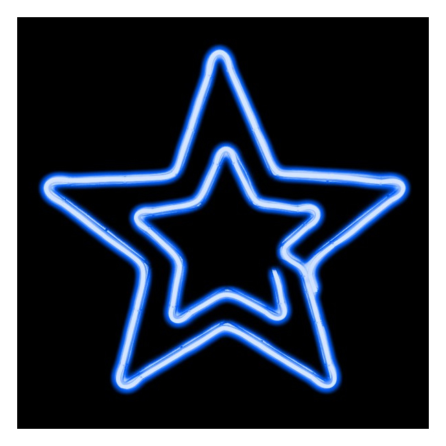Decoratiuni Craciun Neon 2 Fete Stea 55x55cm Albastru 9706