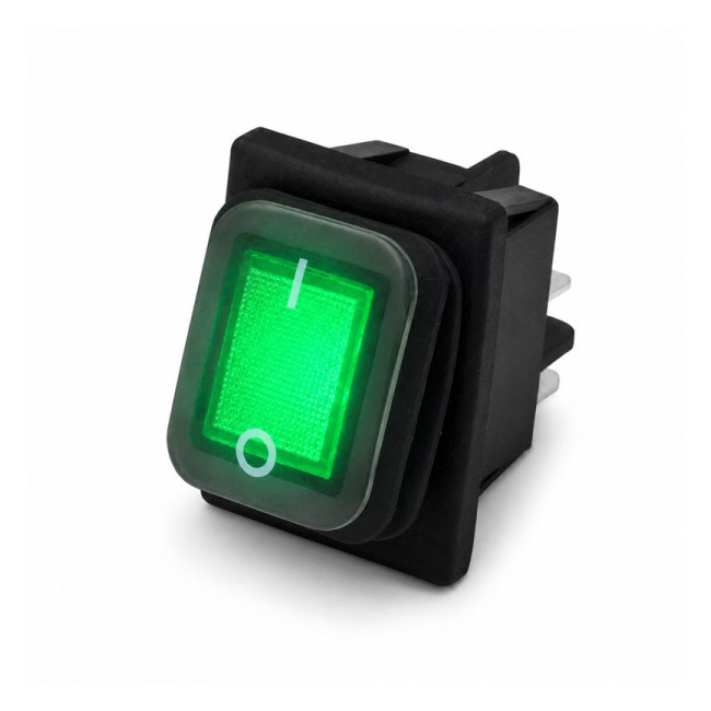 Intrerupator IRS KCD4 16A 250V Membrana Cauciuc LED VERDE Dalbi 6B032 XXM