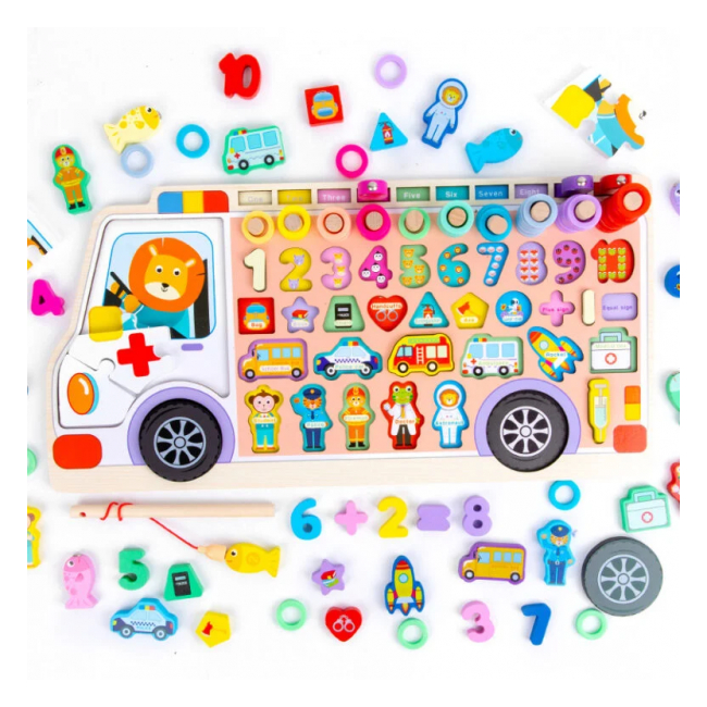Joc logaritmic din lemn multifunctional Ambulanta 6in1 MG-310 CWT