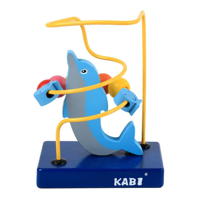 Joc Motric Labirint Delfin Lemn Copii 13x7x10cm Kabi 0063 CWT
