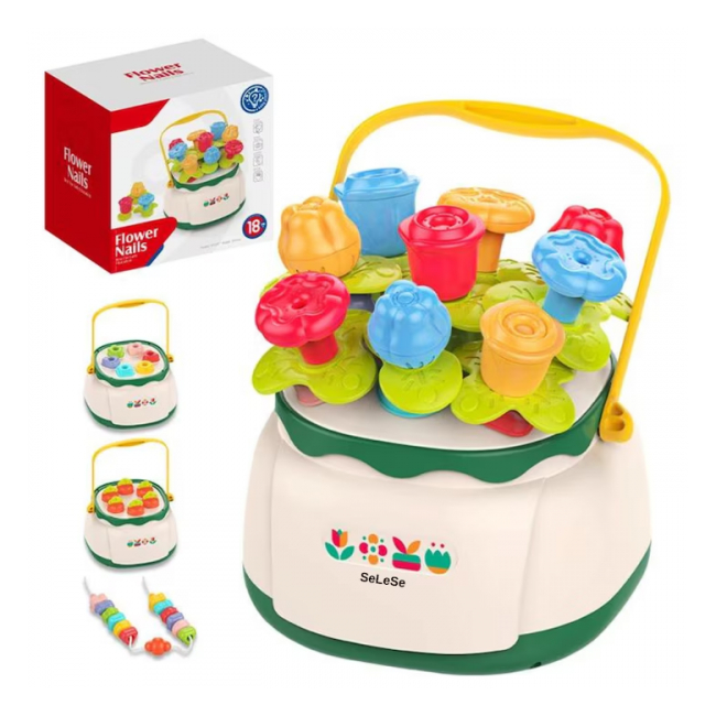Jucarie de construit educativa cosul creativ cu flori HE8078 CWT