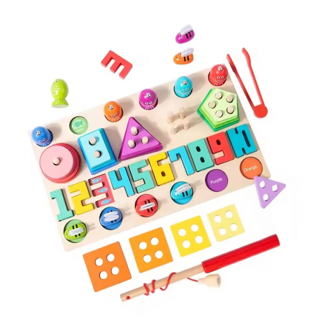Jucarie educativa pentru copii 4in1 cu 4 jorcuri diferite din lemn 32x19x5cm MG-331 CWT
