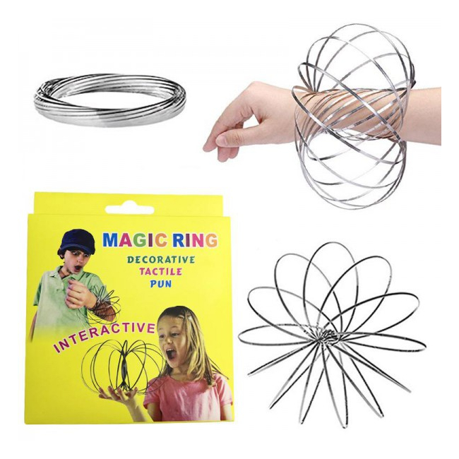 Jucarie Kinetica interactiva Bratara Metalica Magic Ring gen Toroflux 13cm